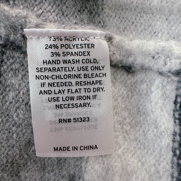 Halogen Sequin Striped Mock Neck Knit Pullover Sweater Gray White Size 2X NWT - Picture 8 of 10